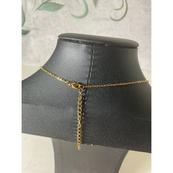 Gold Triangle Pendant Necklace Adjustable Chain Minimalist Design - Picture 3 of 4